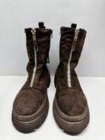 Brown Suede Front Zip Platform Boots - Image 3