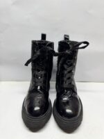 Glossy Black Platform Ankle Boots - Image 4