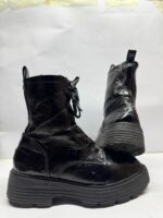 Glossy Black Platform Ankle Boots